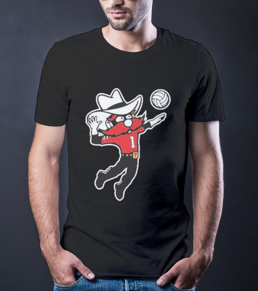 Raider Red Playing Volleyball Action T-Shirt