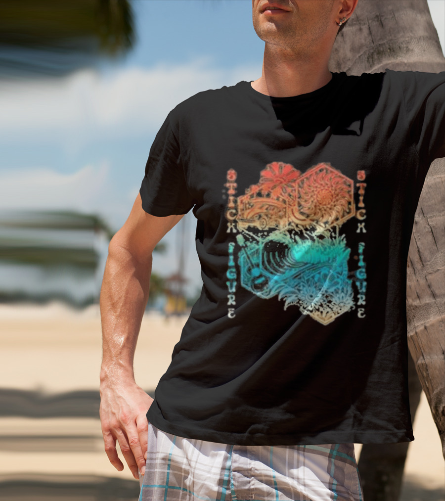 Stick Figure Coastal Cruiser Sun And Waves T-Shirt