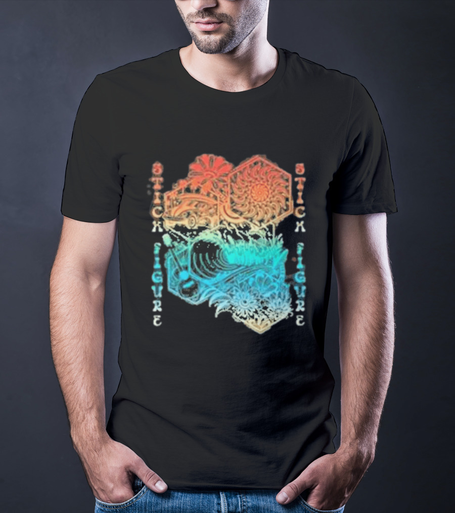 Stick Figure Coastal Cruiser Sun And Waves T-Shirt
