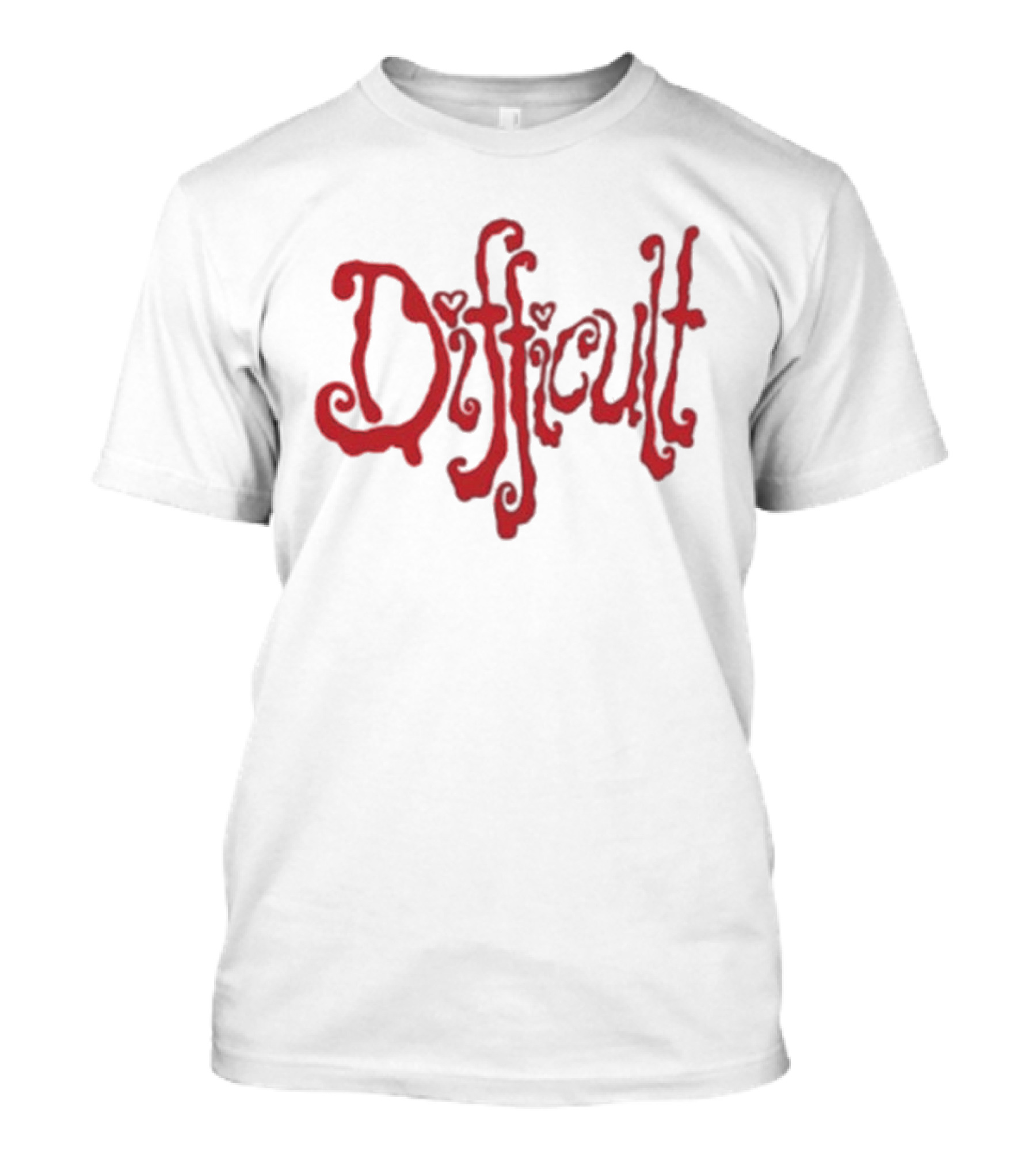 Lonely Club Difficult Red Heart Lettering T-Shirt