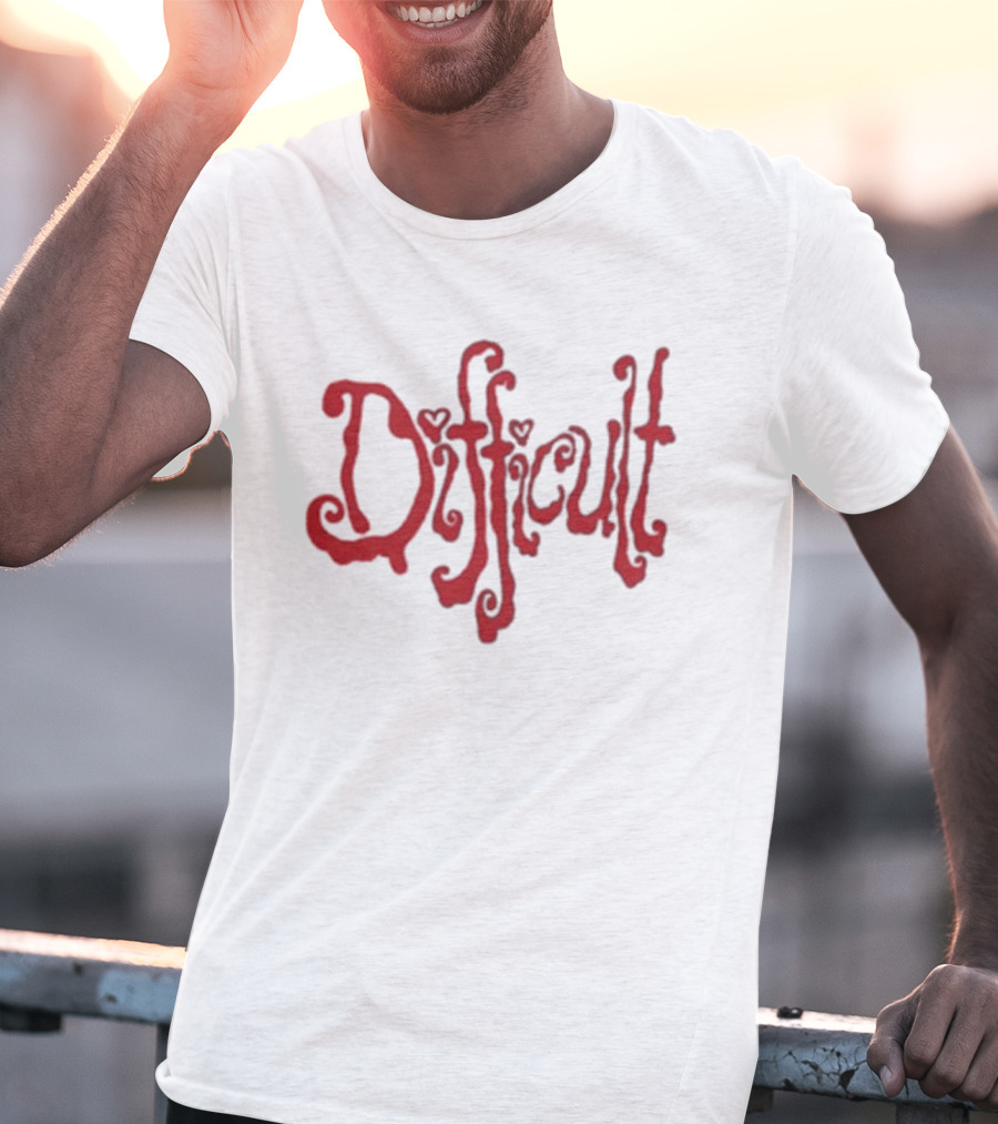 Lonely Club Difficult Red Heart Lettering T-Shirt
