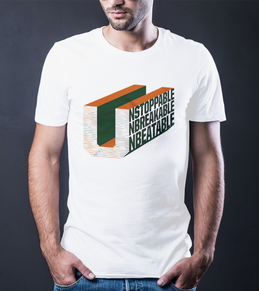 Unstoppable Unbreakable Unbeatable Bold 3D Text Optical Illusion T-Shirt