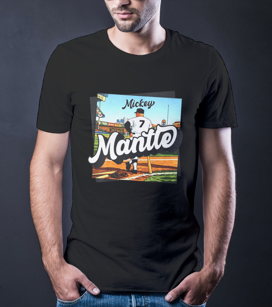 Mickey Mantle New York Yankees Baseball Stadium Number 7 T-Shirt