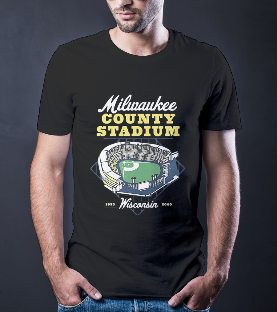 Milwaukee County Stadium Wisconsin 1953 2000 Baseball Memories T-Shirt