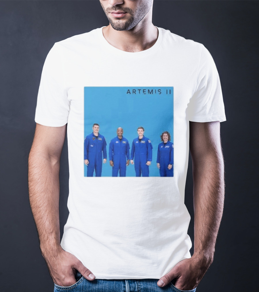 NASA Artemis II Crew Astronauts In Blue Flight Suits Mission Patch T-Shirt
