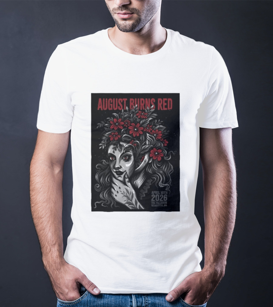 August Burns Red Concert April 10 2026 The Palladium Worcester MA Floral Headpiece T-Shirt