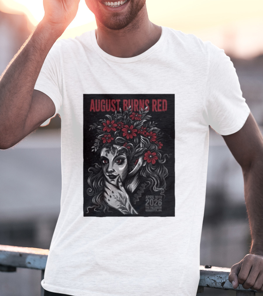 August Burns Red Concert April 10 2026 The Palladium Worcester MA Floral Headpiece T-Shirt