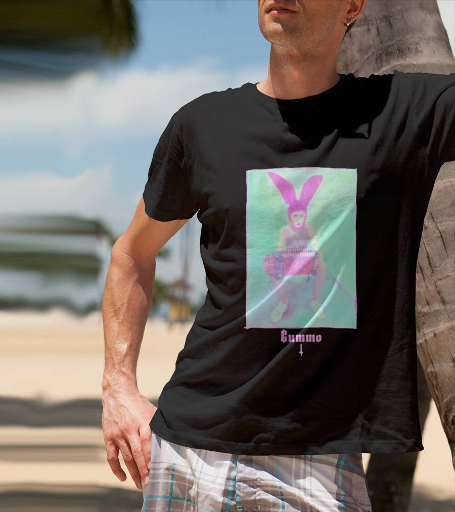 Gummo Bunny With Accordion And Pink Ears T-Shirt