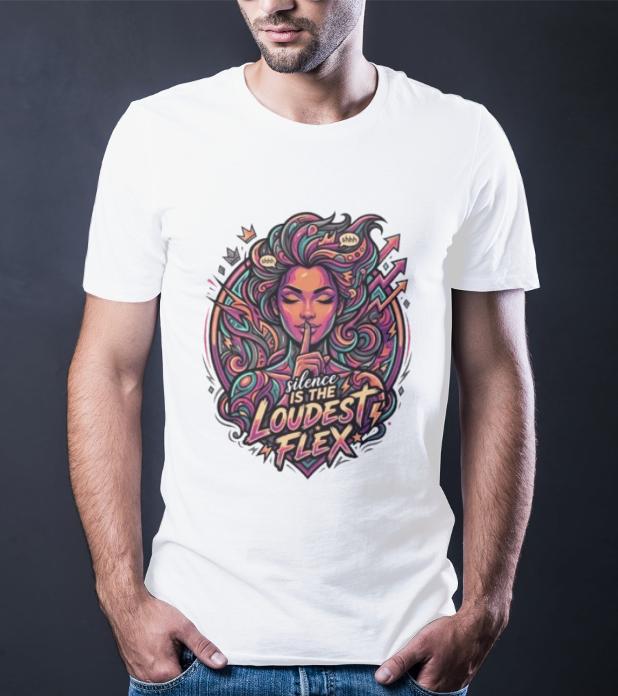Shhh Silence Is The Loudest Flex Zen Art Nouveau Aesthetic T-Shirt