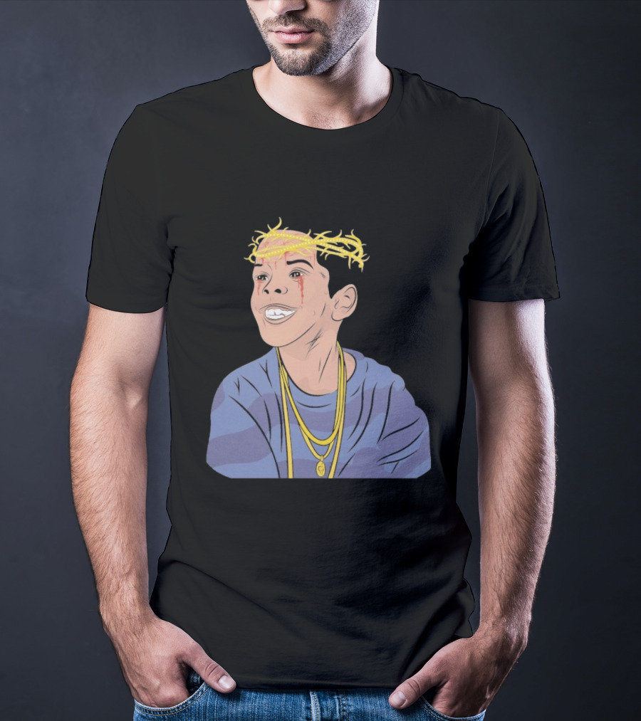 Flygod 10 Year Anniversary Unique Graphic With Golden Crown And Tearful Smile T-Shirt