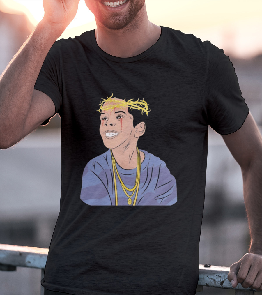 Flygod 10 Year Anniversary Unique Graphic With Golden Crown And Tearful Smile T-Shirt