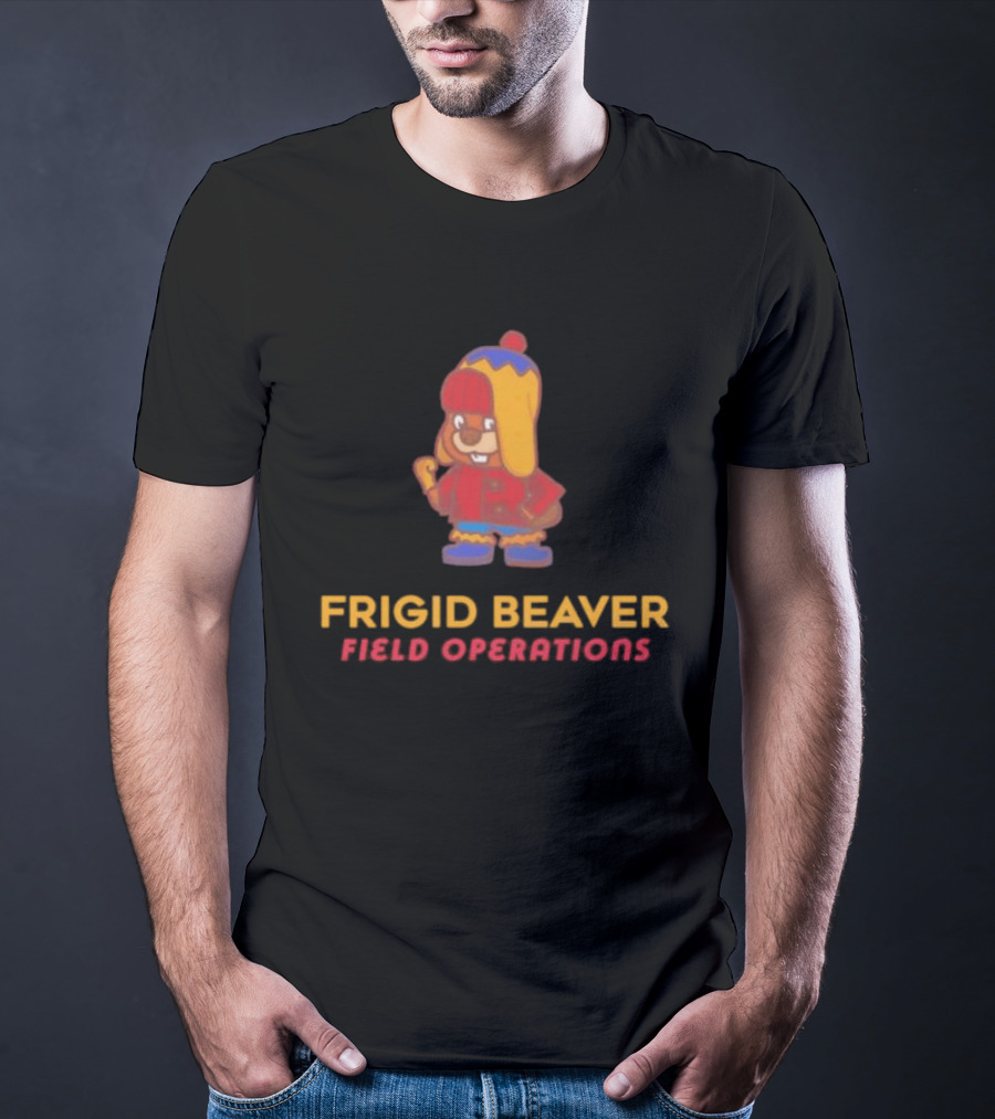Frigid Beaver Field Operations Cold Weather Adventure Cartoon T-Shirt