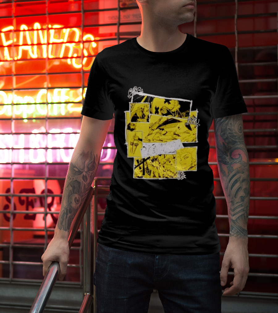 Gachiakuta Enjin Manga Panel Collage Yellow And Black Comic T-Shirt