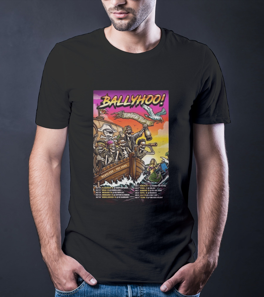 Ballyhoo European Tour 2026 Pirates Maryland Est 1995 T-Shirt