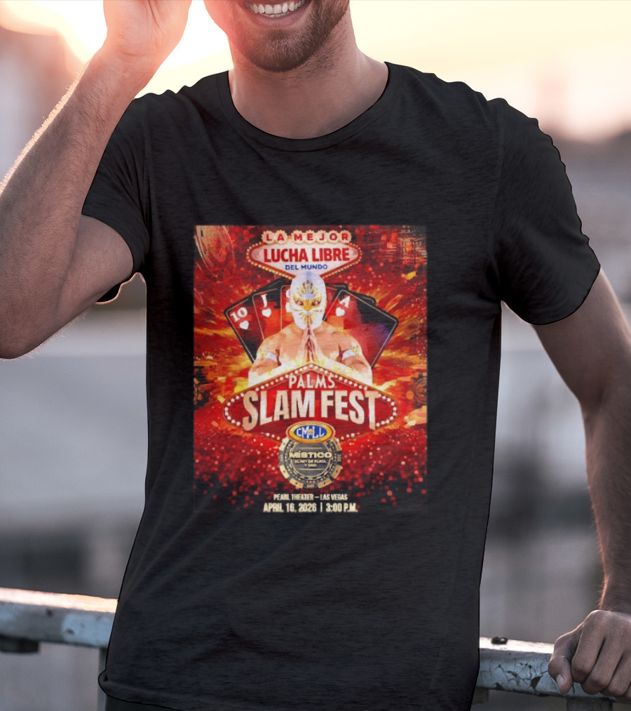 La Mejor Lucha Libre Del Mundo Palms Slam Fest Místico CMLL Las Vegas April 16 2026 T-Shirt