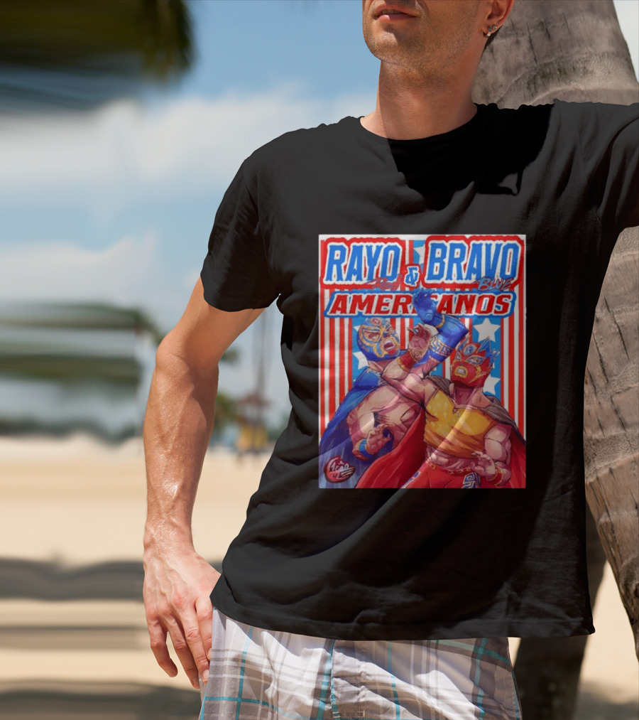 Rayo And Bravo Red Blue Americanos Wrestling Fan Favorite T-Shirt