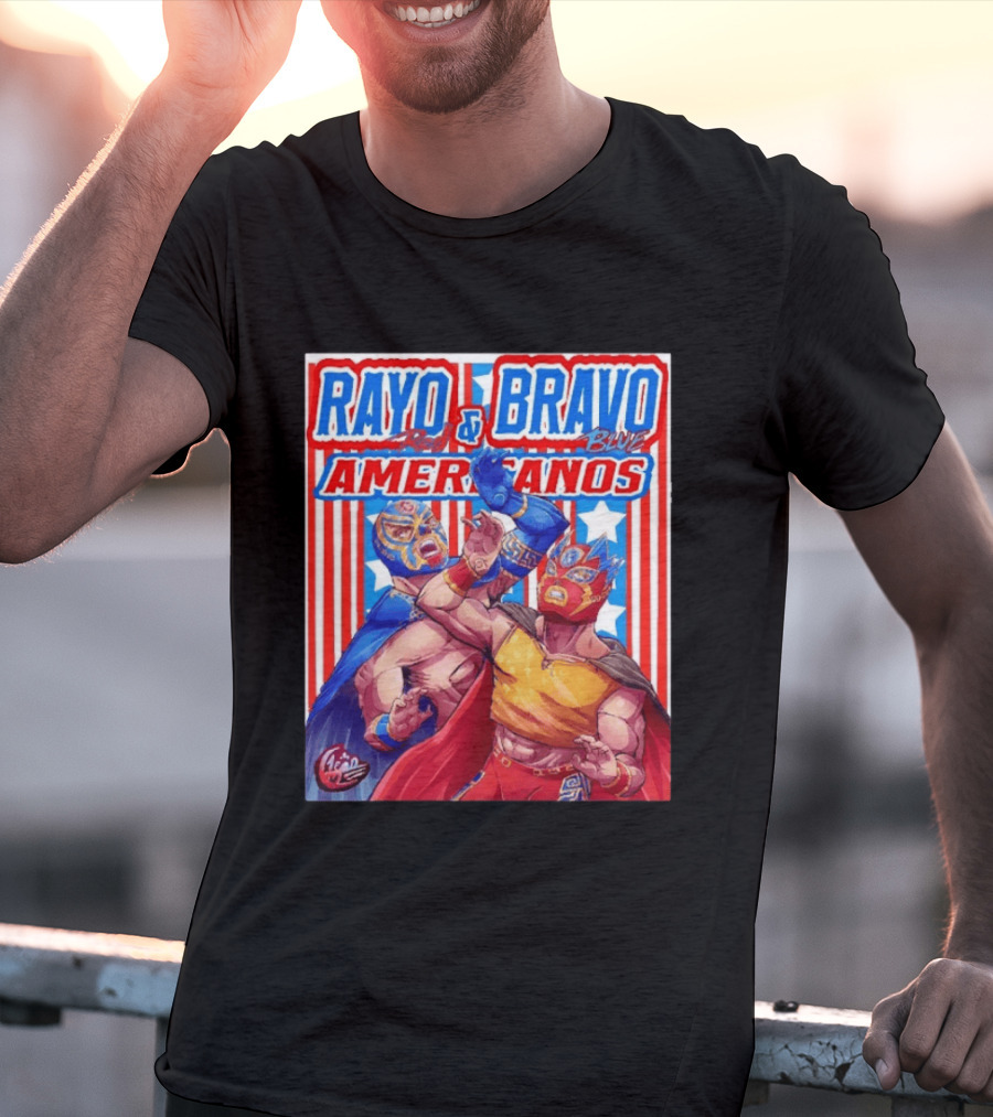 Rayo And Bravo Red Blue Americanos Wrestling Fan Favorite T-Shirt
