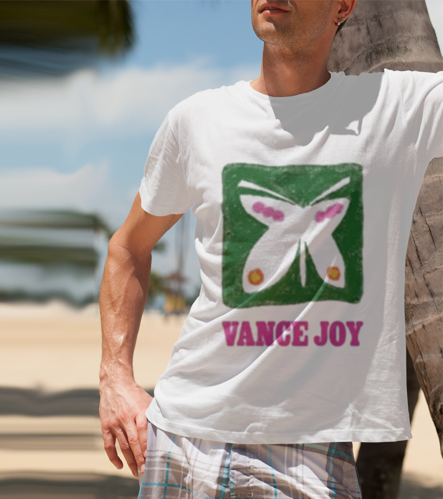 Vance Joy Butterfly Green Pink White T-Shirt