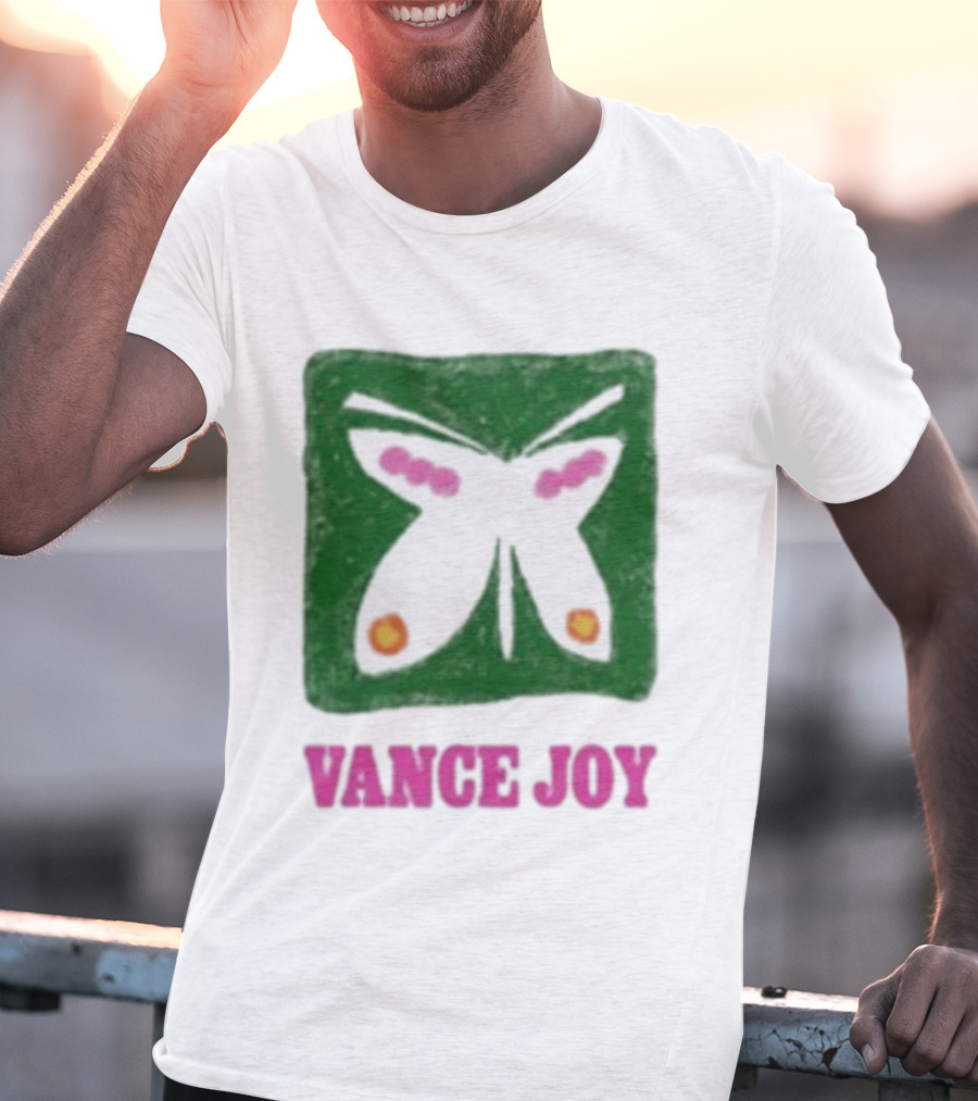 Vance Joy Butterfly Green Pink White T-Shirt