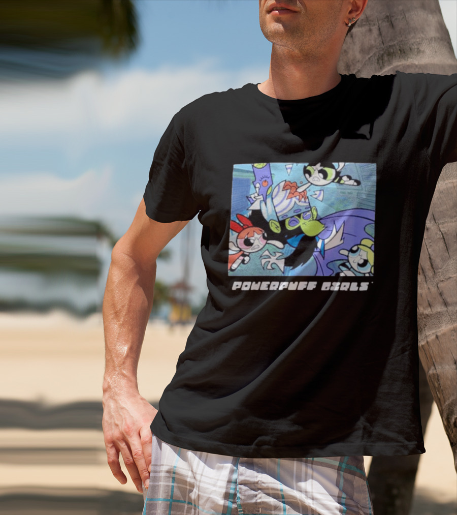 Powerpuff Girls Mojo Jojo Battle Scene Panel T-Shirt