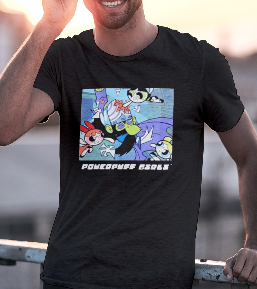Powerpuff Girls Mojo Jojo Battle Scene Panel T-Shirt