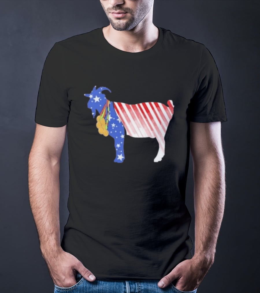 USA GOAT Stars Stripes Olympic Medals T-Shirt