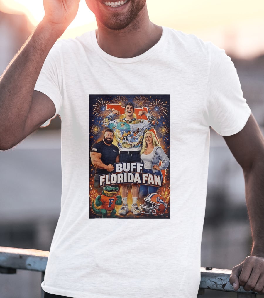 Buff Florida Fan Florida Gators F Mascot Football Helmet Fireworks T-Shirt