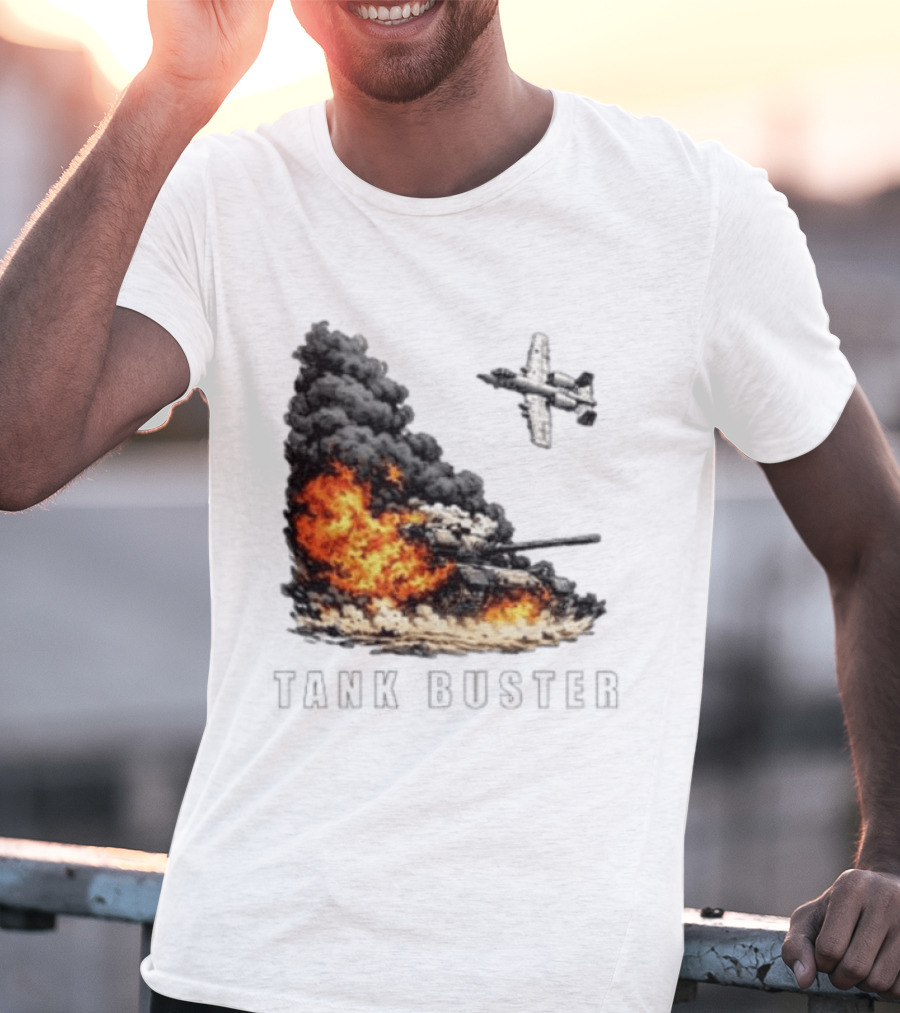 Tank Buster Explosion Fighter Plane Attack T-Shirt