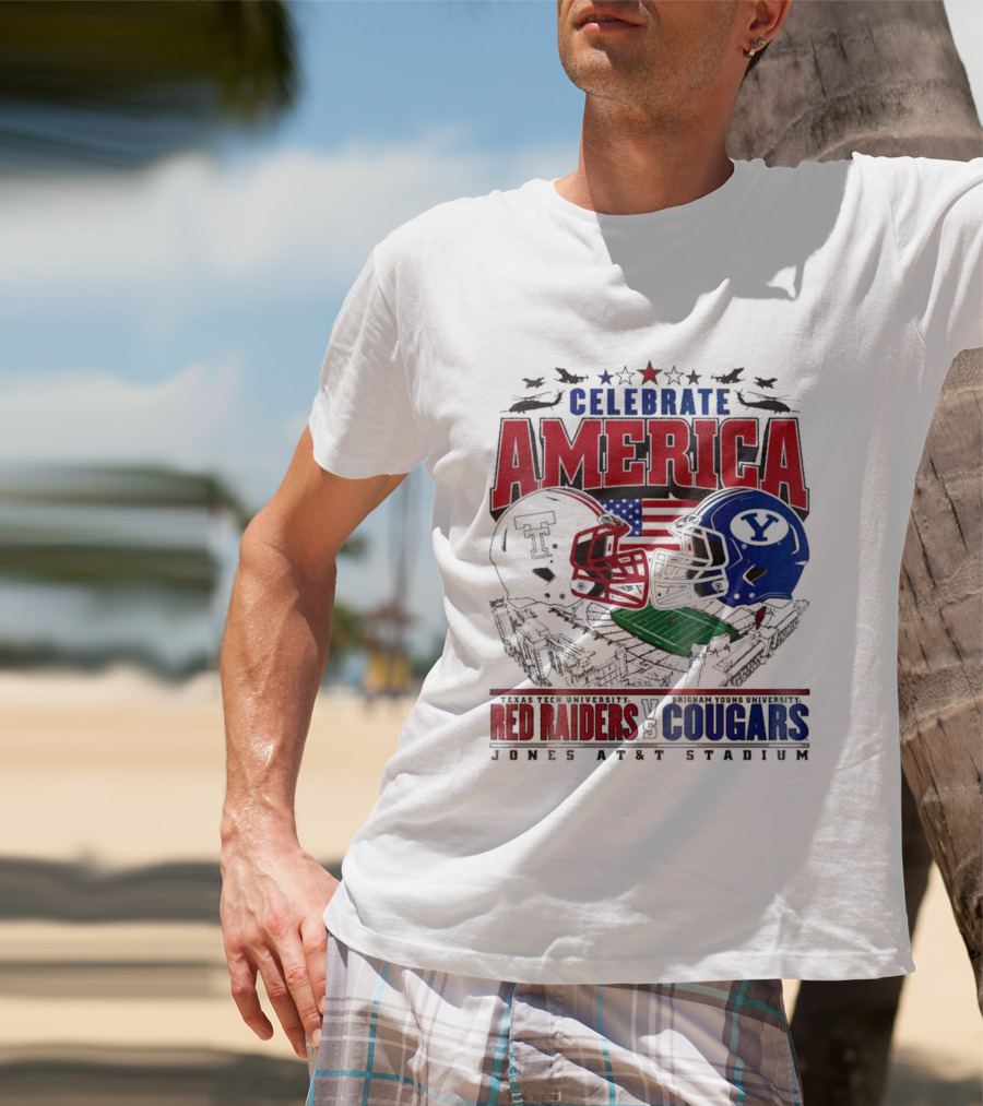 Celebrate America Game Day 2025 Texas Tech Red Raiders Vs Brigham Young Cougars Jones AT&T Stadium T-Shirt