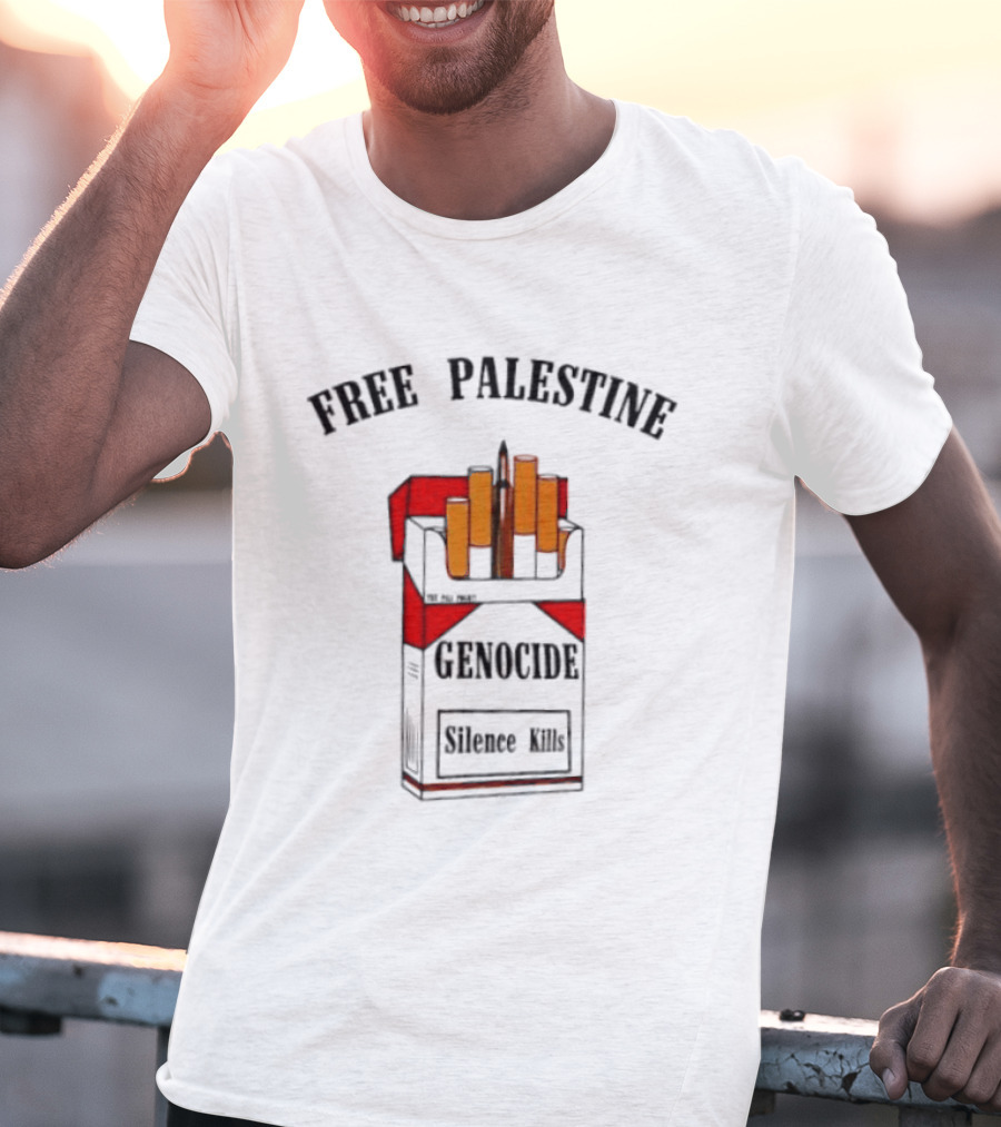 Free Palestine Genocide Silence Kills Cigarette Pack T-Shirt