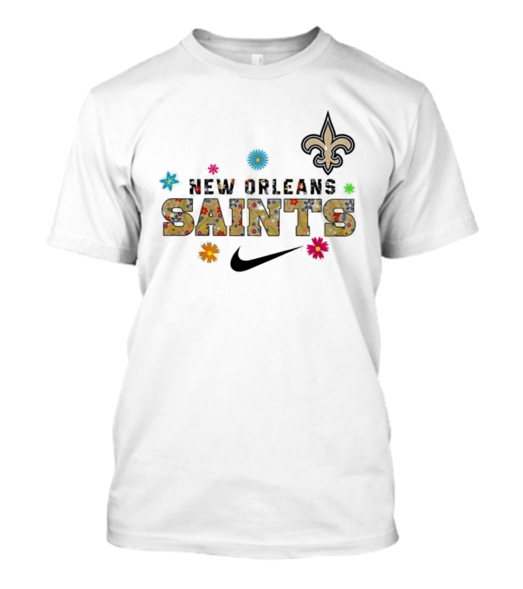 New Orleans Saints Hispanic Heritage Month 2025 Nike Fleur De Lis Floral T-Shirt
