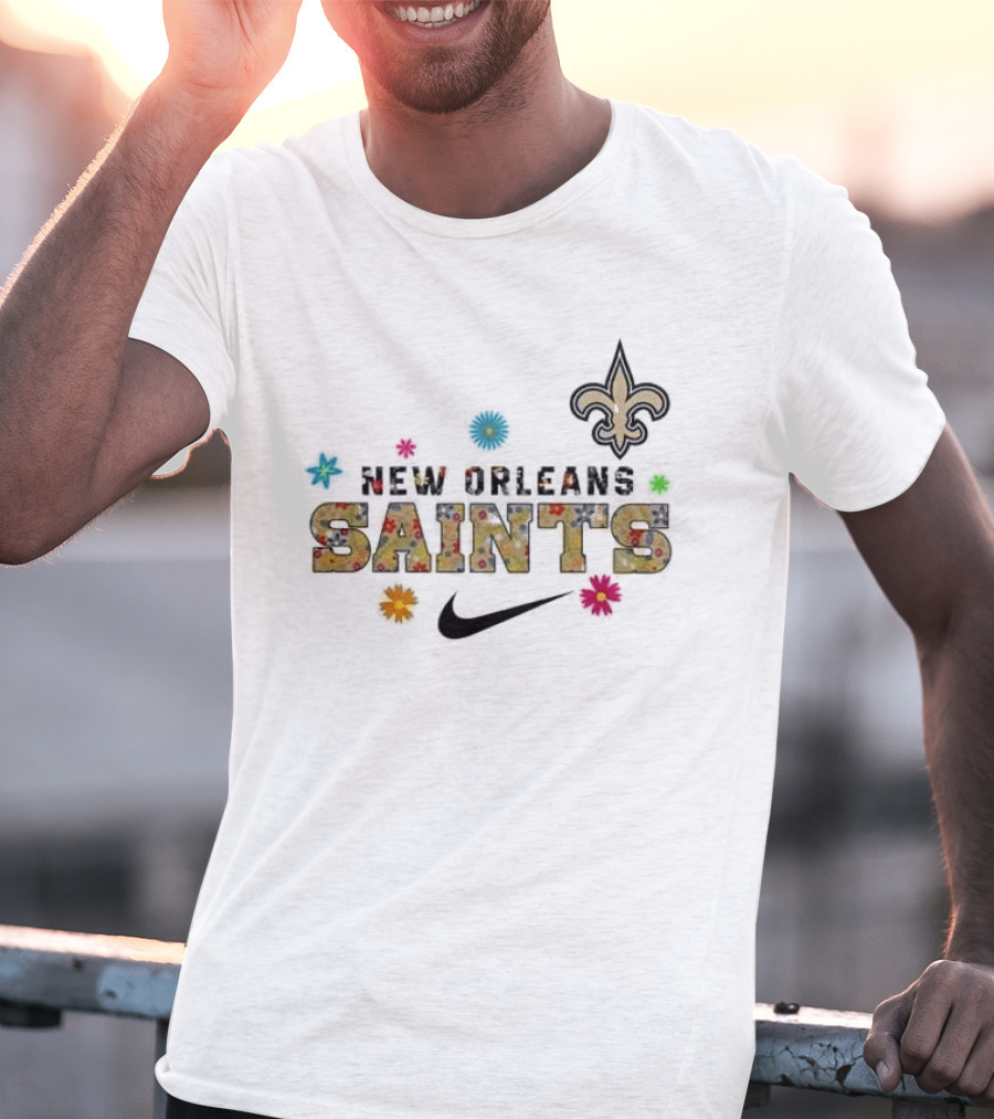 New Orleans Saints Hispanic Heritage Month 2025 Nike Fleur De Lis Floral T-Shirt