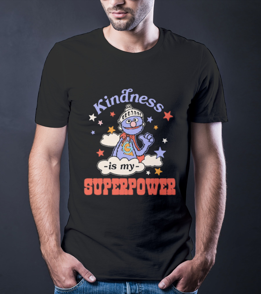 Kindness Is My Superpower Grover Colorful Stars And Clouds T-Shirt