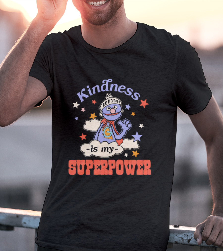 Kindness Is My Superpower Grover Colorful Stars And Clouds T-Shirt
