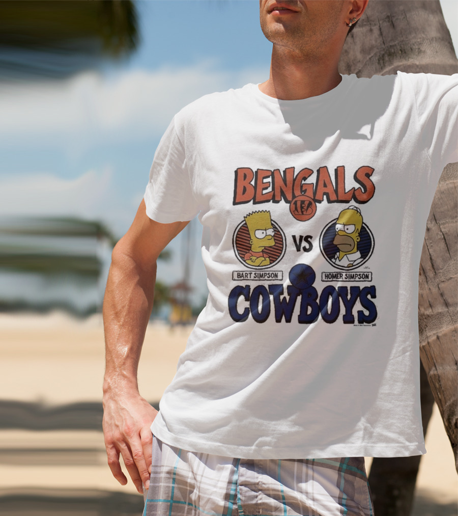 Bengals Vs Cowboys Bart Simpson Homer Simpson T-Shirt