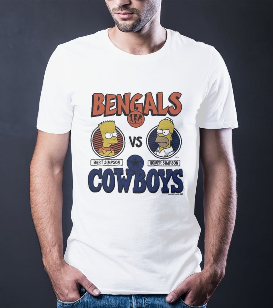 Bengals Vs Cowboys Bart Simpson Homer Simpson T-Shirt