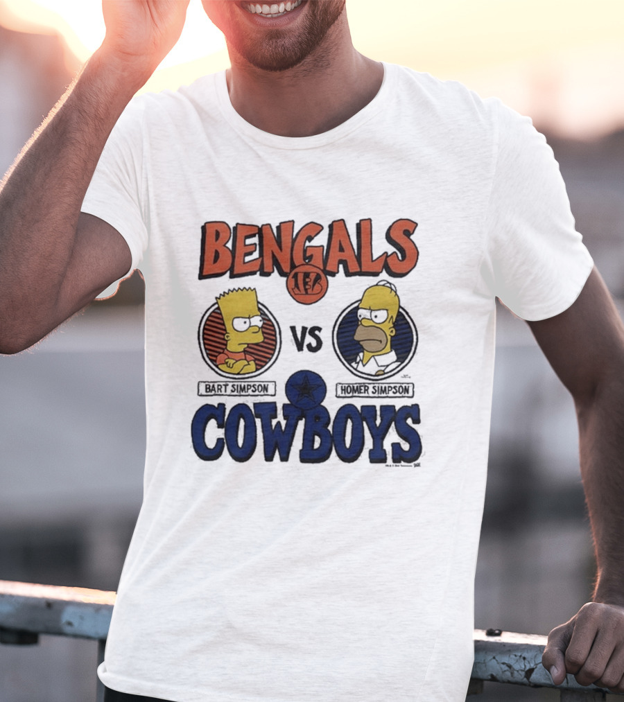 Bengals Vs Cowboys Bart Simpson Homer Simpson T-Shirt