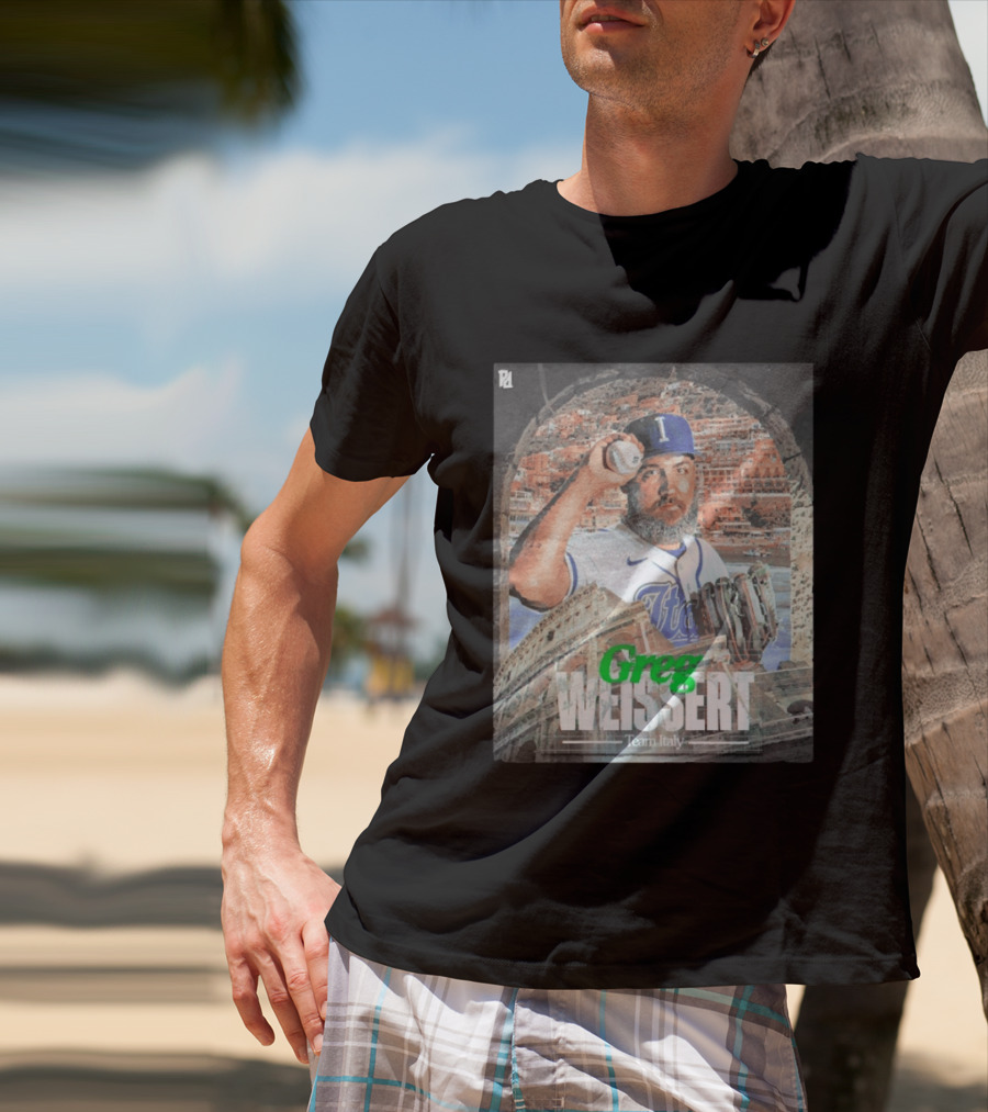 Greg Weissert Italy Pitcher Blue Colosseum Baseball Player T-Shirt