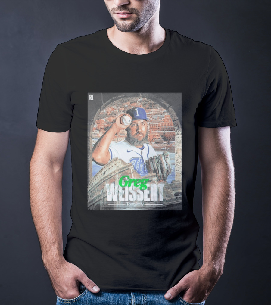 Greg Weissert Italy Pitcher Blue Colosseum Baseball Player T-Shirt