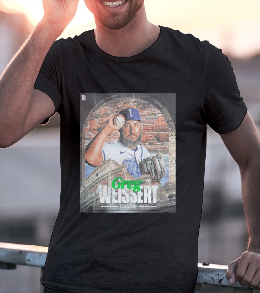 Greg Weissert Italy Pitcher Blue Colosseum Baseball Player T-Shirt