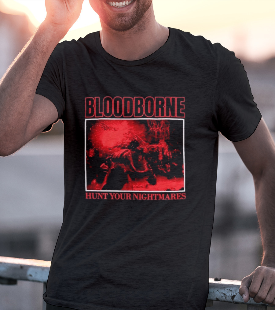Bloodborne Hunt Your Nightmares Red Hunter Gamers Merch Fan T-Shirt
