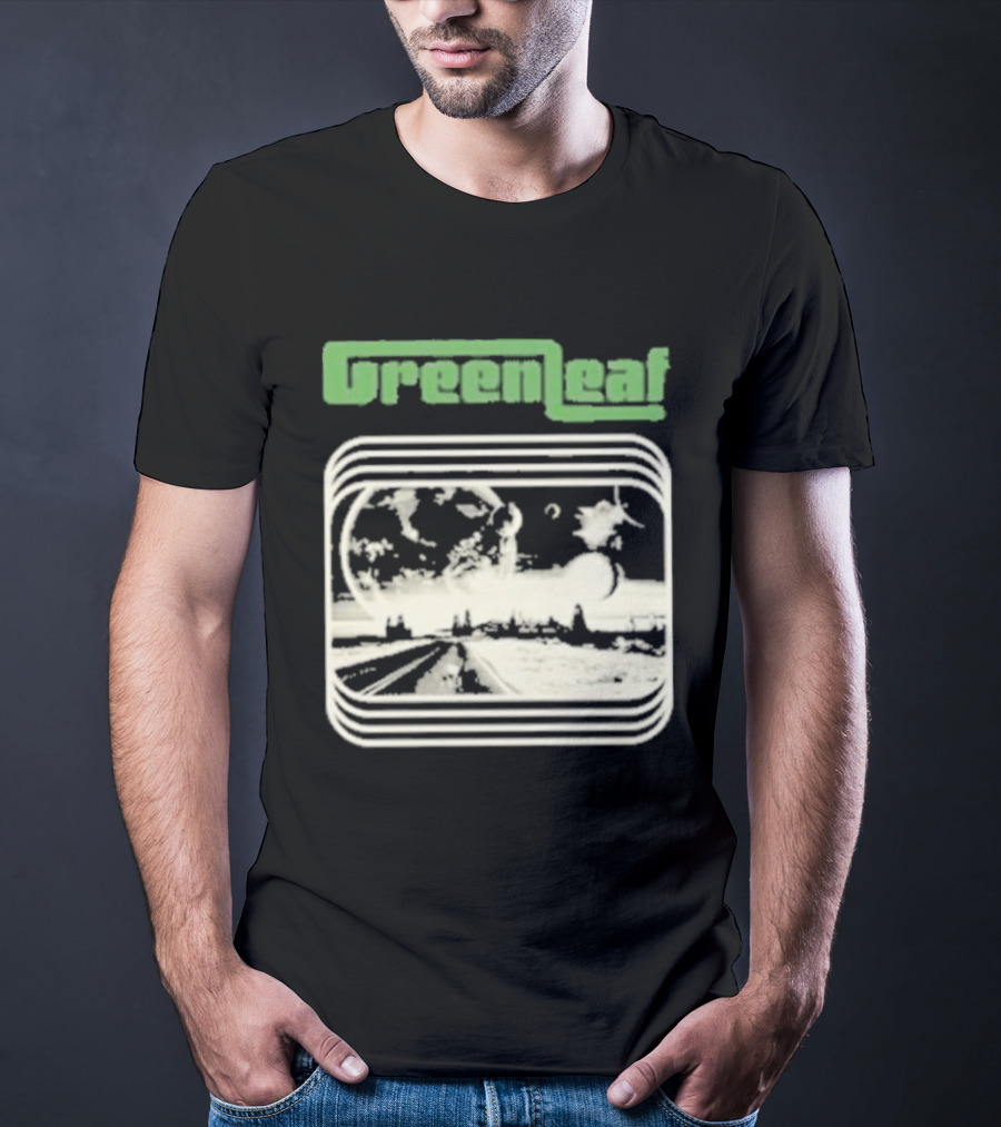Greenleaf Black Space Scenic Globe With Railway Tracks T-Shirt
