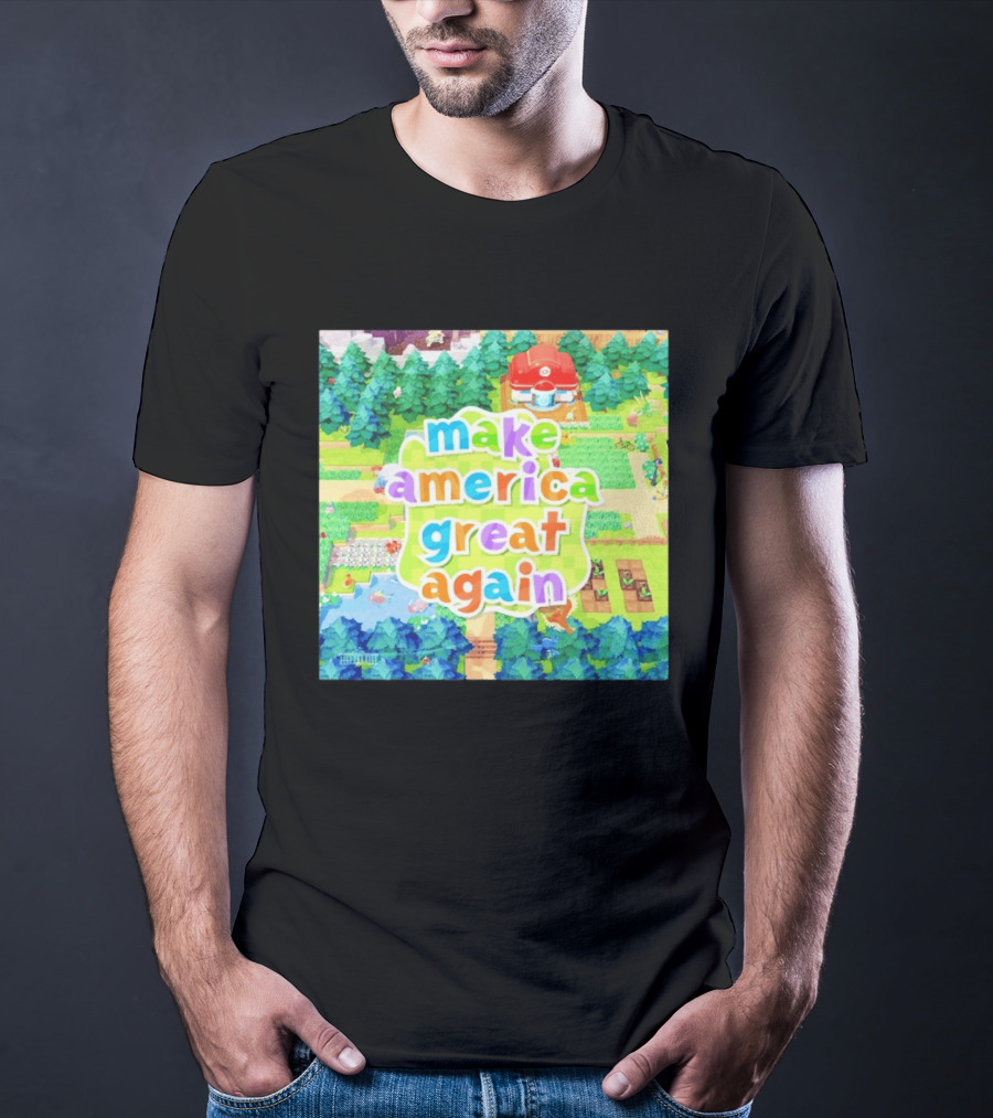 Make America Great Again Colorful Forest Game Inspired Scenery White House Pokopia Generator T-Shirt