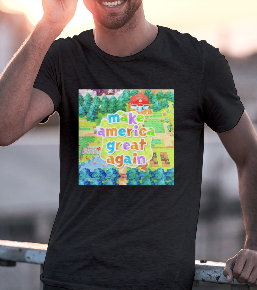 Make America Great Again Colorful Forest Game Inspired Scenery White House Pokopia Generator T-Shirt