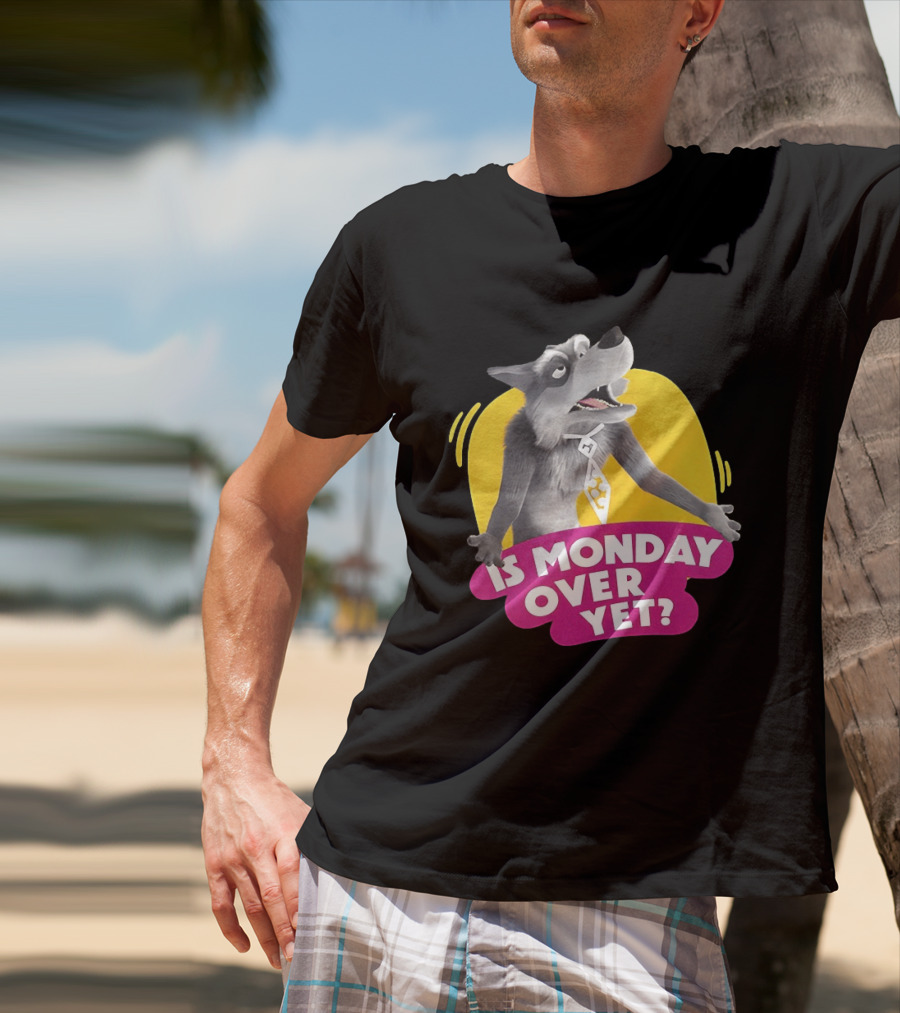 Masha And The Bear Wolf Character Asking Is Monday Over Yet T-Shirt