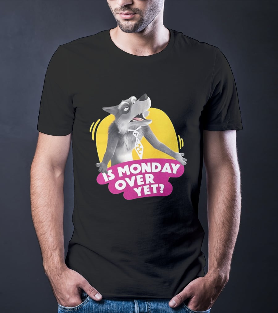 Masha And The Bear Wolf Character Asking Is Monday Over Yet T-Shirt