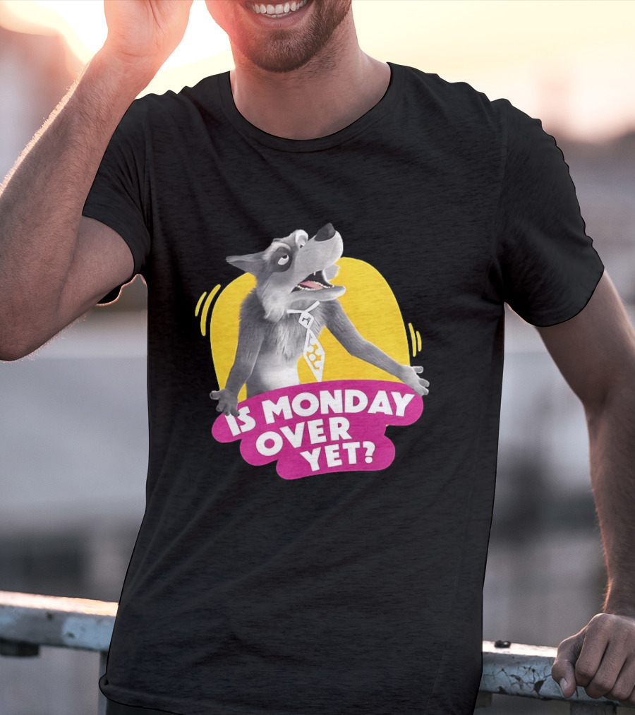 Masha And The Bear Wolf Character Asking Is Monday Over Yet T-Shirt