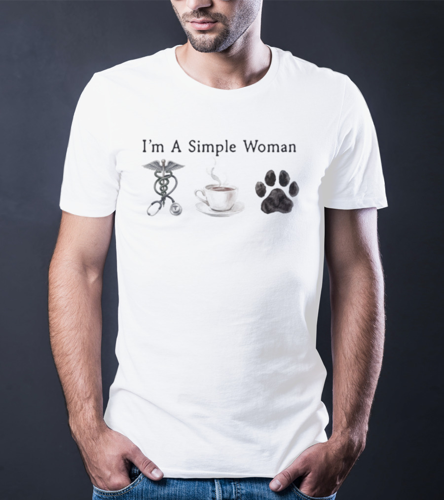 I'm A Simple Woman Nurse Coffee Paw Print T-Shirt
