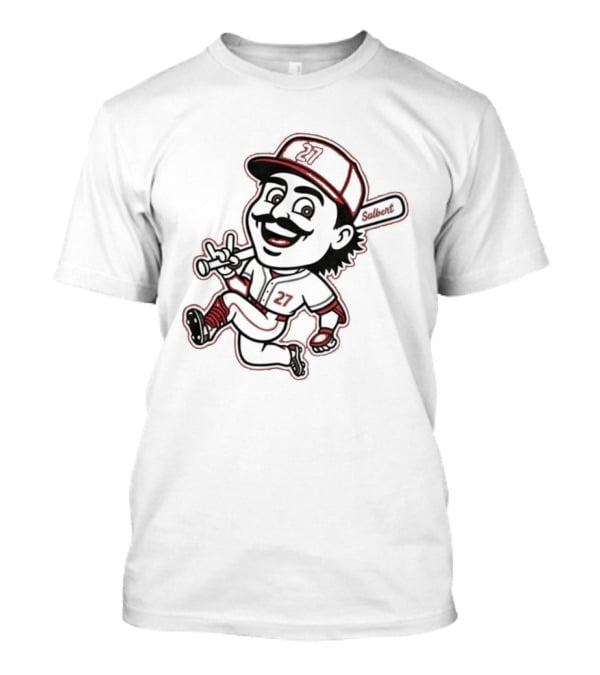 Sal Stewart Baseball Mascot Character With Bat And Mustache T-Shirt