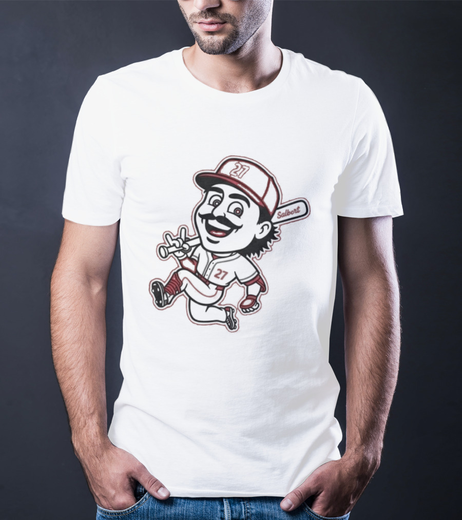 Sal Stewart Baseball Mascot Character With Bat And Mustache T-Shirt